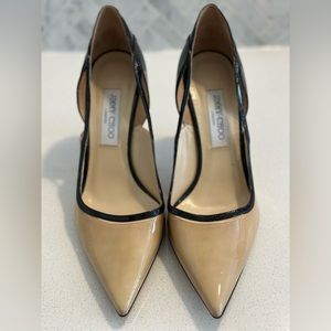 Jimmy Choo Black and Nude Patent Pumps